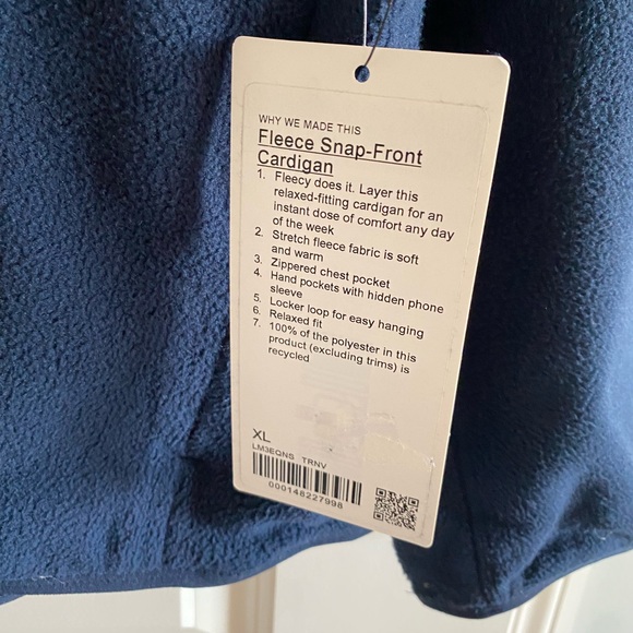 Lululemon Fleece Snap-Front Cardigan Sweater True Navy Blue TRNV Men's Size XL - Picture 2 of 4